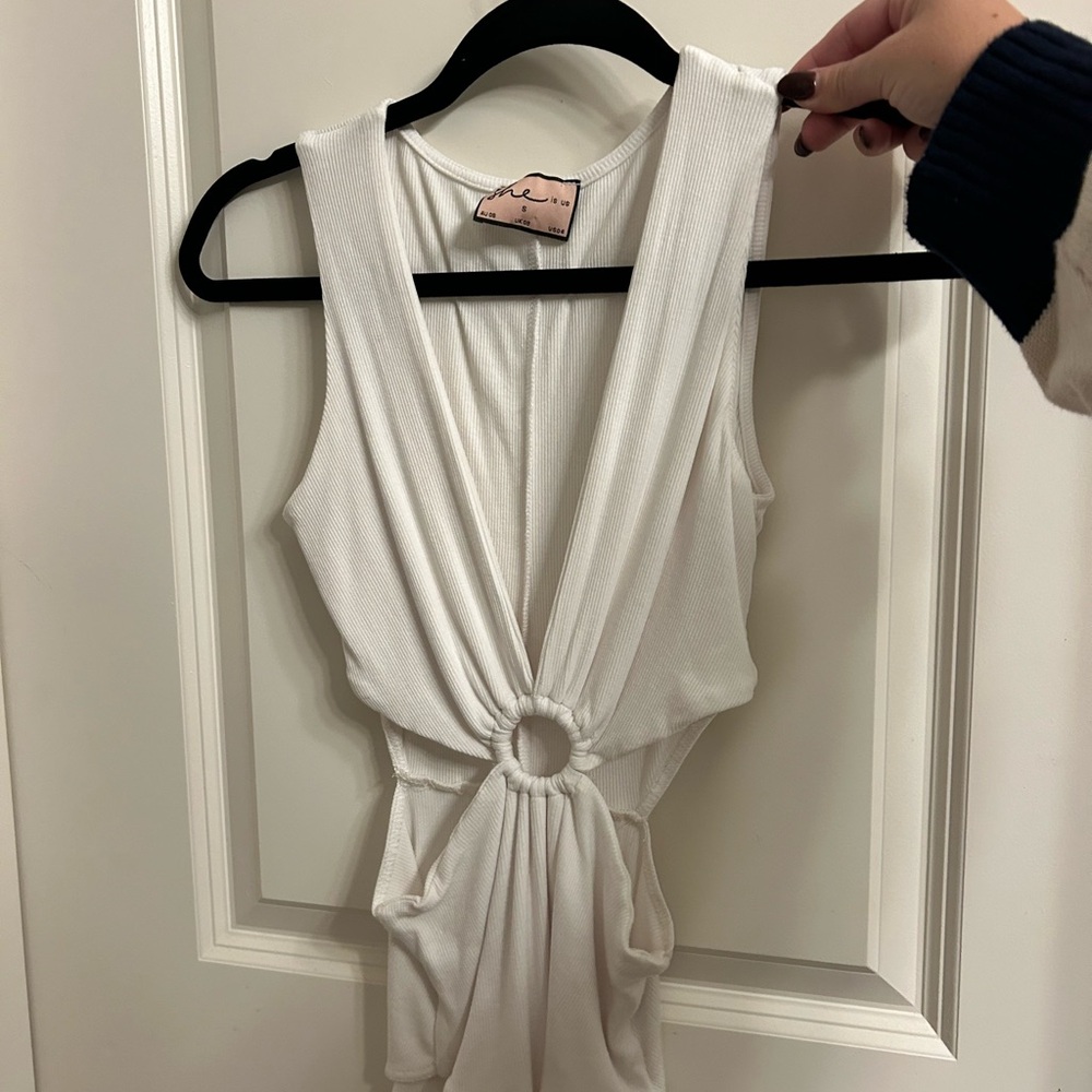 Runaway The Label White Ring Detail Cutout Bodysuit